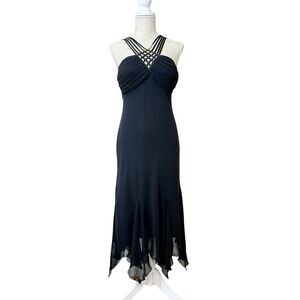 Vtg SL Fashions Womens Y2K Fairy Grunge Midi Dress Sz 10 Strappy Neckline 90s